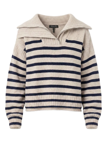  Rag & Bone Striped Zipped Sweater - Neutrals 
