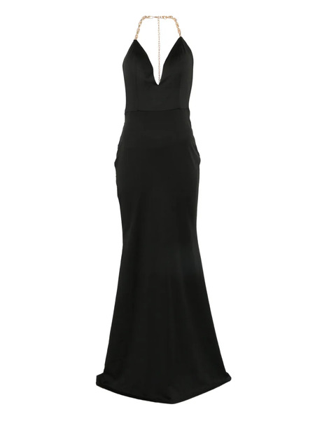 Rahil Hesan V-neck Chain-strap Gown - Black 