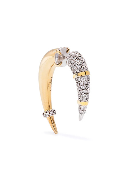  Rainbow K 14k Yellow And White Gold Horn Diamond Earring 