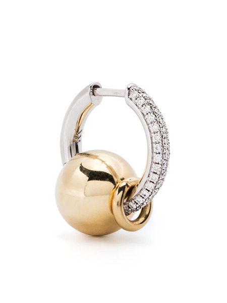  Rainbow K 14k Yellow And White Gold Piercing Diamond Hoop Earring - Silver 