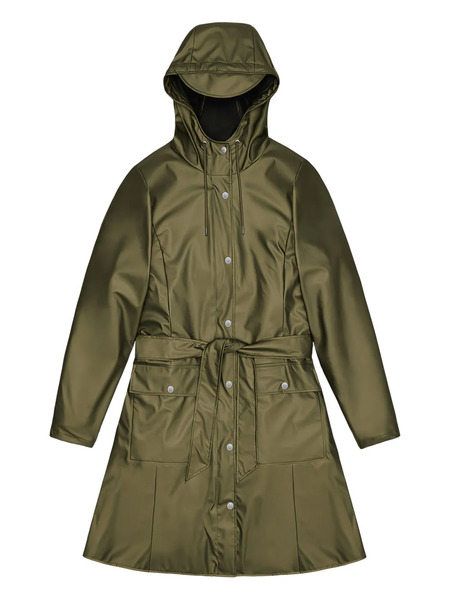  Rains Belted Hooded Raincoat - Green 