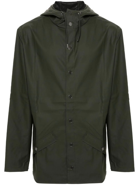  Rains Drawstring-hood Buttoned Rain Jacket - Black 