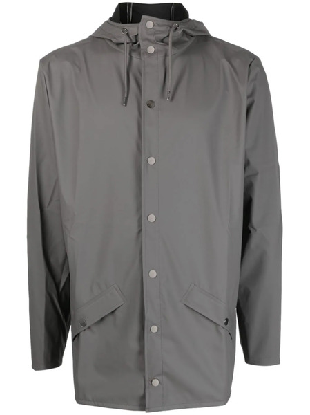  Rains Drawstring-hood Press-stud Parka Coat - Grey 