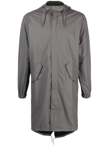  Rains Fishtail Drawstring-hood Coated Parka - Grey 