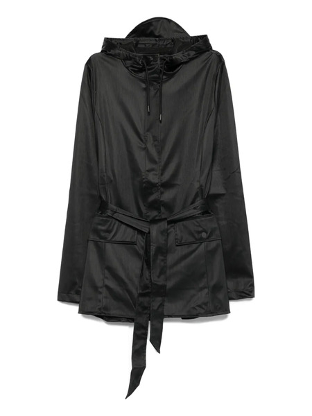  Rains Hooded Belted Raincoat - Black 