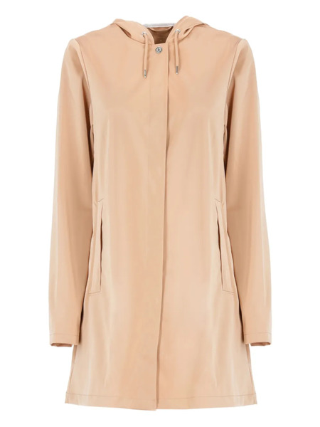  Rains Hooded Snap-button Rain Coat - Neutrals 