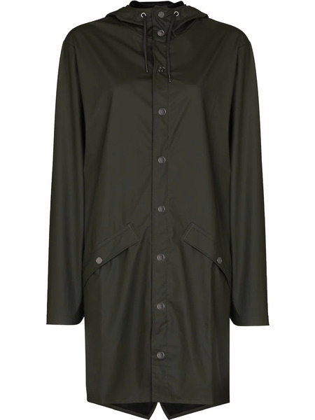  Rains Longer Drawstring-hood Raincoat - Green 