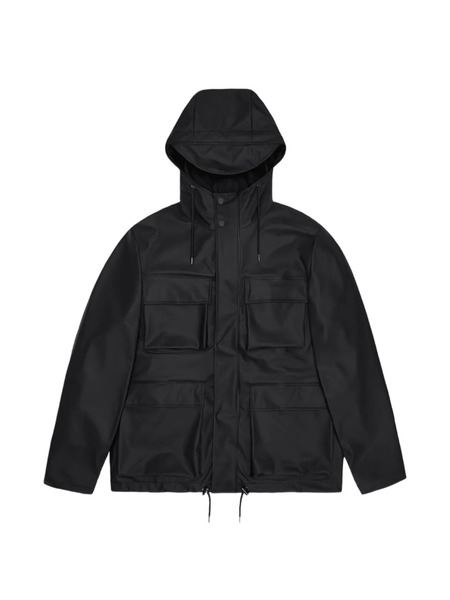  Rains Pocket Hooded Jacket - Black 