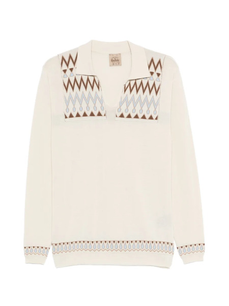  Rakki Geometric-patter Polo Shirt - Neutrals 