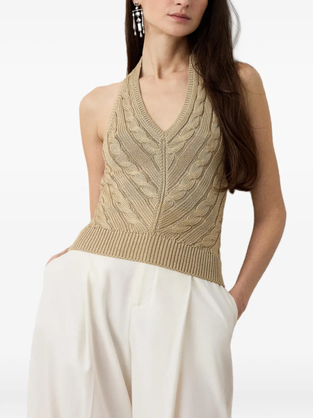  Ralph Lauren Collection Cable-knit Backless Top - Brown 