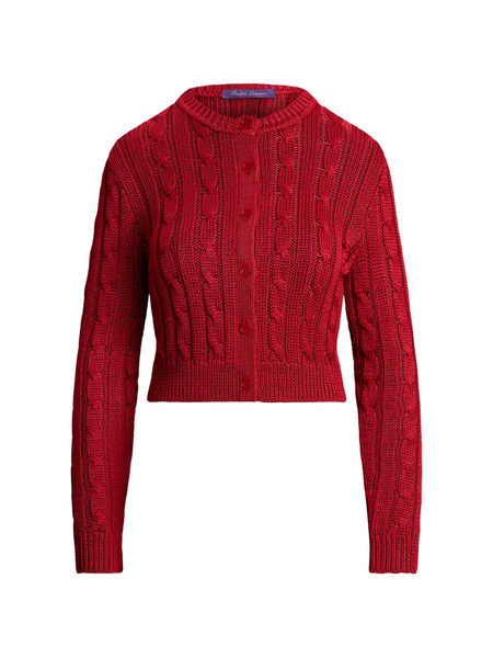  Ralph Lauren Collection Cable-knit Cropped Cardigan - Red 