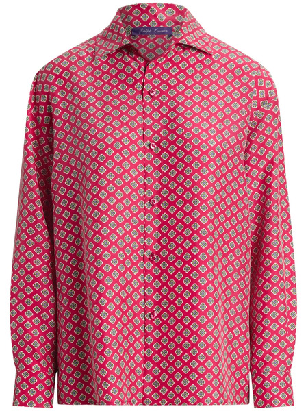  Ralph Lauren Collection Cagney Printed Silk Blouse - Pink 