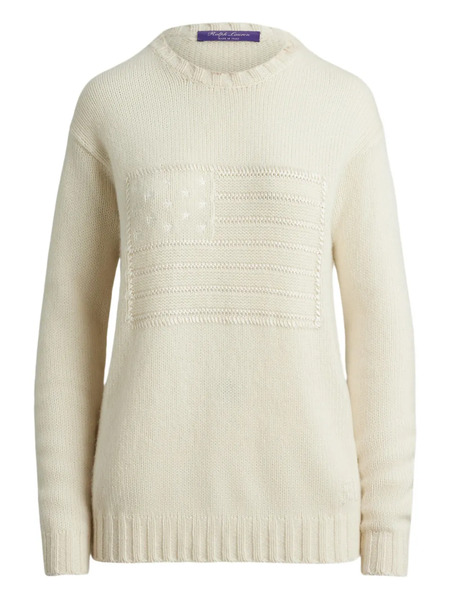  Ralph Lauren Collection Flag-motif Crew-neck Sweater - Neutrals 
