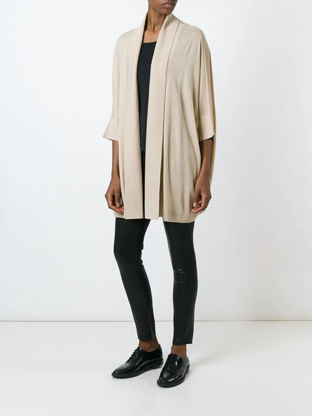  Ralph Lauren Collection Fold Quarter Sleeve Draped Cardigan Coat - Neutrals 