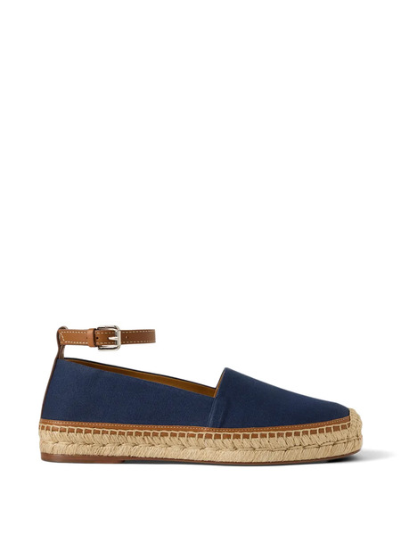  Ralph Lauren Collection Hadan Crocheted Ankle Strap Espadrille - Blue 