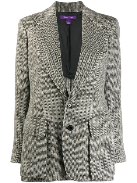  Ralph Lauren Collection Herringbone Fitted Blazer - Black 