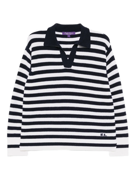  Ralph Lauren Collection Striped Knit Top - Blue 