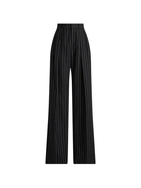  Ralph Lauren Collection Striped Pleated Jody Trousers - Black 