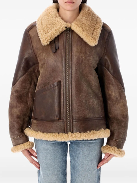  Ralph Lauren Collection Trim-shearling Leather Jacket - Brown 