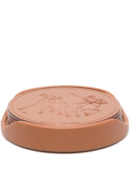  Ralph Lauren Home Garrett Leather Coasters - Brown 