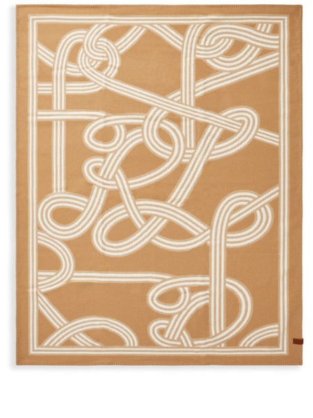  Ralph Lauren Home Logo Pattern Knitted Blanket - Neutrals 