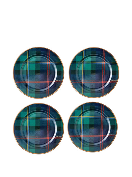  Ralph Lauren Home Plaid-pattern Plates (set Of Four) - Green 