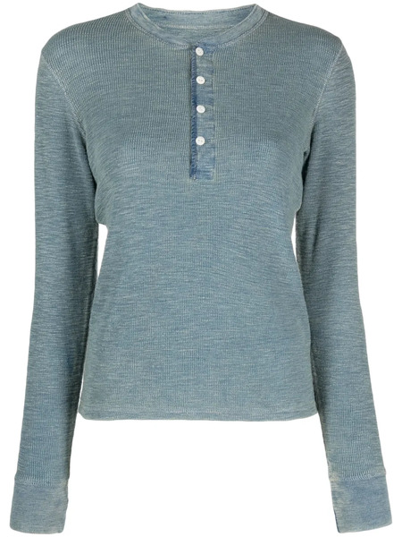  Ralph Lauren Rrl Long-sleeved Fine-ribbed T-shirt - Blue 