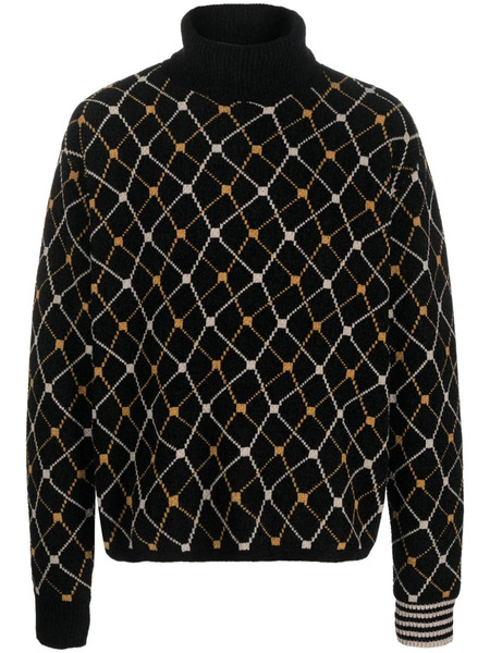 Random Identities Roll-neck Jacquard Jumper - Black 