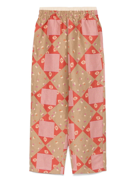  Ranra Mix-print Trousers - Red 