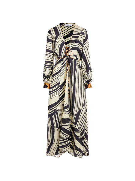  Raquel Diniz Abstract Print V-neck Dress - Neutrals 