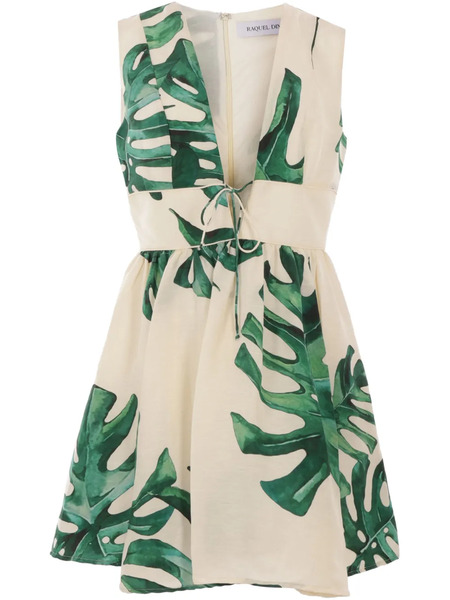  Raquel Diniz Floral-print Mini Dress - Neutrals 