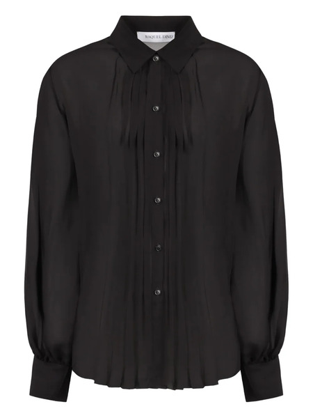 Raquel Diniz Pleated-front Silk Shirt - Black 