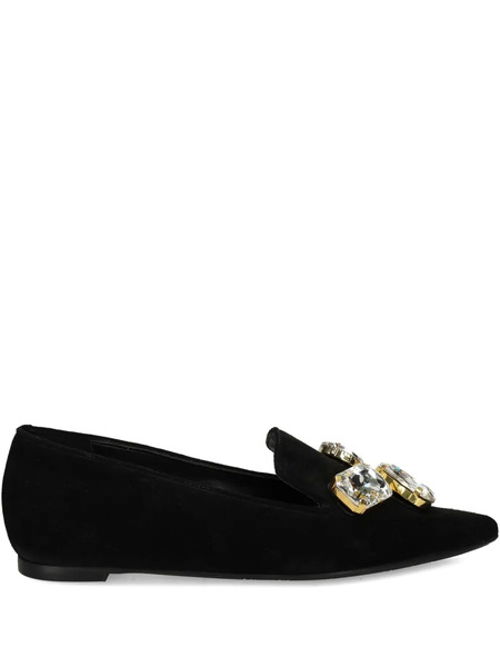  Ras Pointed-toe Crystal-embellished Loafers - Black 