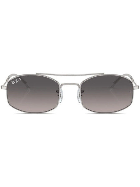  Ray-ban Logo-print Rectangle-frame Sunglasses - Silver 