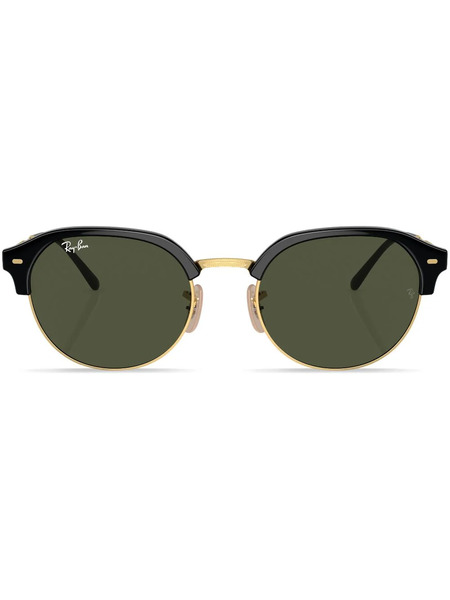  Ray-ban Logo-print Round-frame Sunglasses - Black 