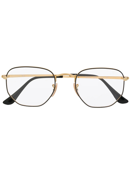  Ray-ban Two-tone Hexagonal Frame Glasses - Gold 