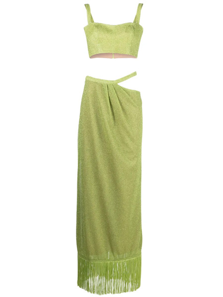  Rayane Bacha Cut-out Metallic Maxi Dress (set Of Two) - Green 