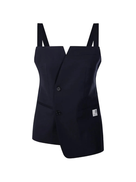  Re Code Button Strap Top - Blue 
