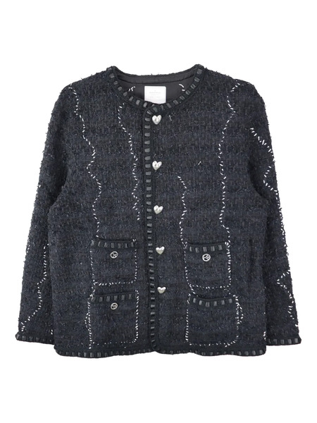  Readymade Tweed Heart-button Jacket - Black 