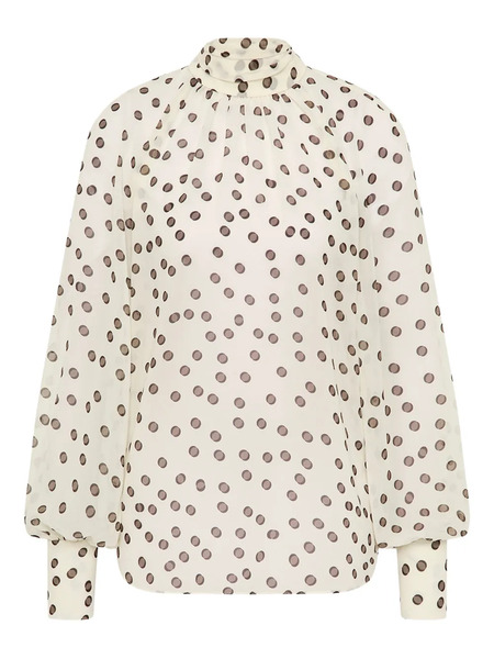  Rebecca Vallance Candice Polka-dot High-neck Blouse - Neutrals 