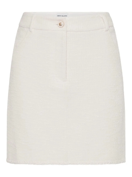  Rebecca Vallance Jonie Button-detail Bouclé Skirt - White 