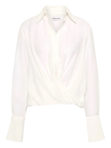  Rebecca Vallance Noor Wrap Collared Blouse - White 