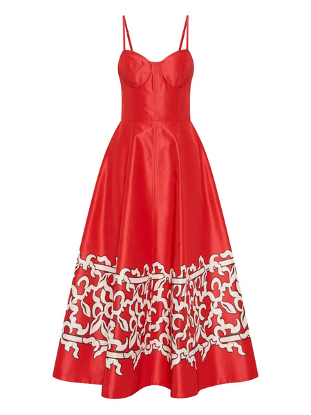  Rebecca Vallance Sundia Pattern Midi Dress - Red 