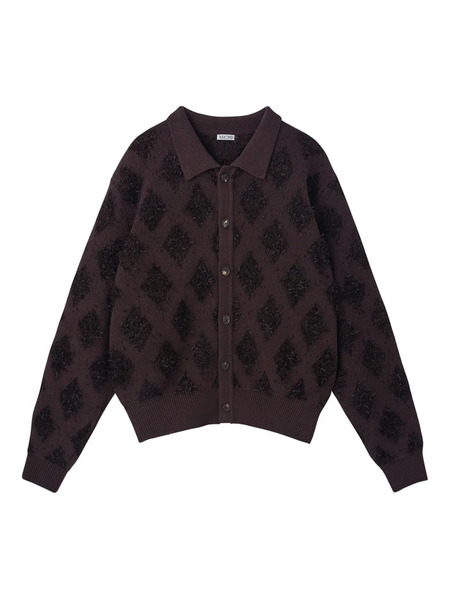  Recto Argyle-pattern Polo Cardigan - Brown 