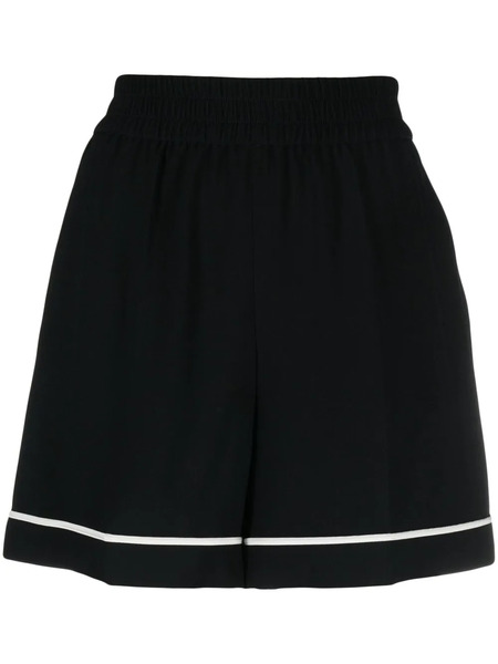  Red Valentino Elasticated-waist Thigh-leg Shorts - Black 