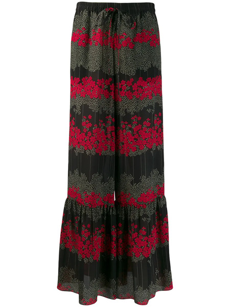  Red Valentino Floral Flared Trousers - Black 