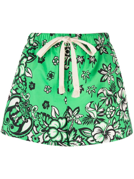  Red Valentino Floral-print Drawstring Shorts - Green 