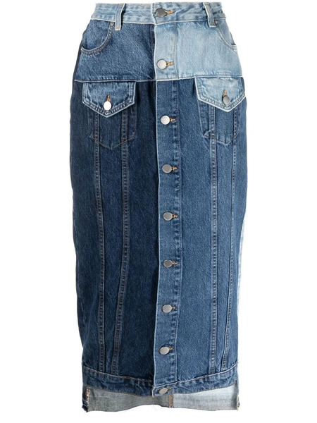  Red Valentino Patchwork Denim Skirt - Blue 