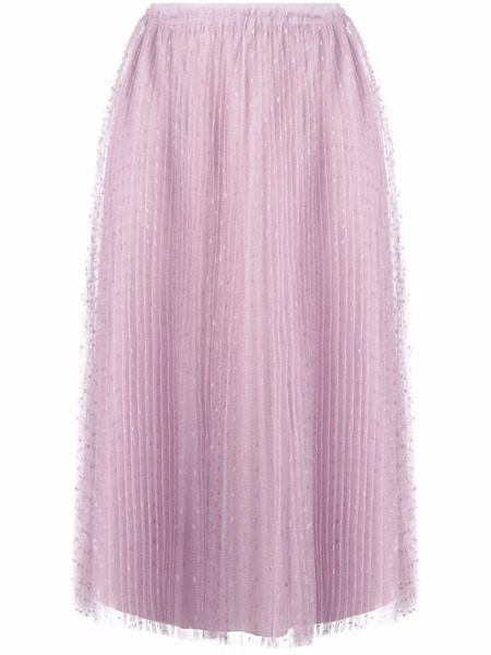  Red Valentino Point D'esprit Pleated Tulle Skirt - Pink 