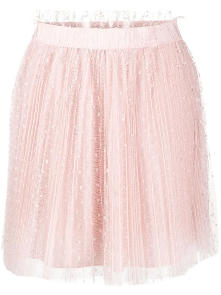  Red Valentino Point D'esprit Tulle Pleated Miniskirt - Pink 